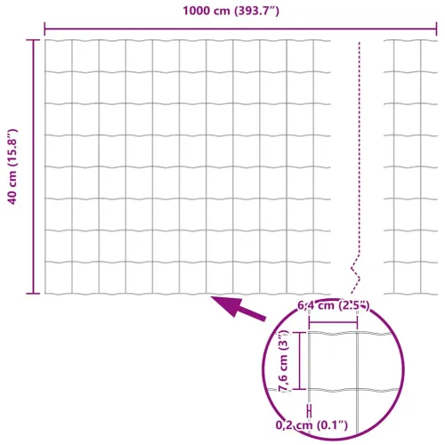 Euro ograda 0,4 x 10 m Željezo prekriveno PVC-om Siva - Siva 10 x 0,4 m 77 x 64 mm Cijena