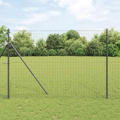 Euro ograda 1,6 x 10 m Željezo prekriveno PVC-om Crna - Siva 10 x 1,6 m 77 x 64 mm Cijena