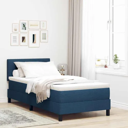 Box spring krevet s jastukom Plava 80 x 200 cm tkanina - Plava 80 x 200 cm Prošiveno gumbima Cijena