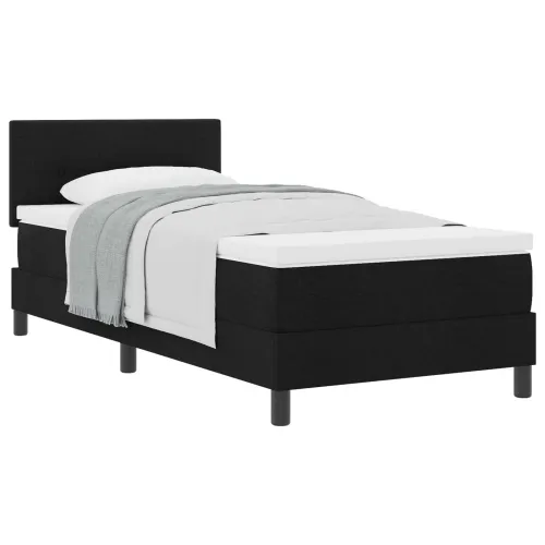 Box spring krevet s uzglavljem Crna 90 x 190 cm tkanina - Crna 90 x 190 cm Prošiveno gumbima Cijena