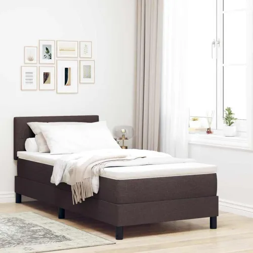 Box spring krevet Tamno smeđa 90 x 200 cm tkanina - Tamno smeđa 90 x 200 cm Prošiveno gumbima Cijena