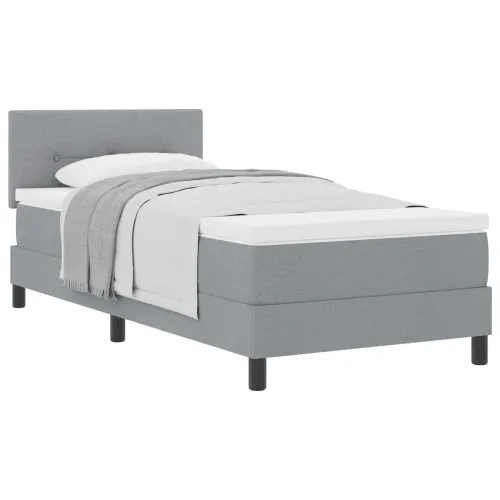 Box spring krevet Svijetlo siva 100 x 200 cm tkanina - Svjetlosiva 100 x 200 cm Prošiveno gumbima Cijena