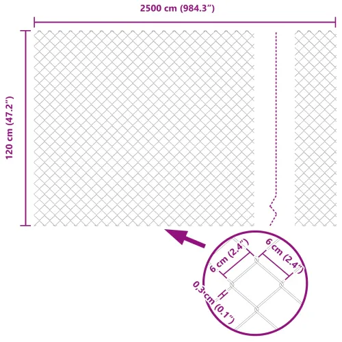 Ograda od lančane veze 25 x 1,2 m Čelik Zelena - Zelena 25 x 1,2 m 60 x 60 mm Cijena
