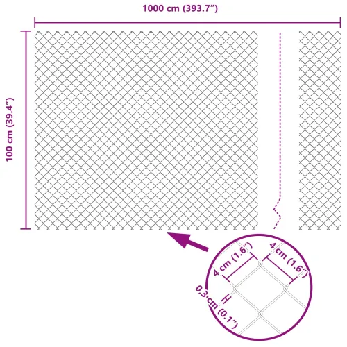 Ograda od lančane veze 10 x 1 m Čelik Siva - Siva 10 x 1 m 40 x 40 mm Cijena