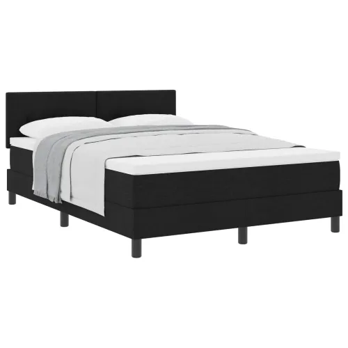 Box spring krevet s uzglavljem Crna 140 x 190 cm tkanina - Crna 140 x 190 cm Prošiveno gumbima Cijena
