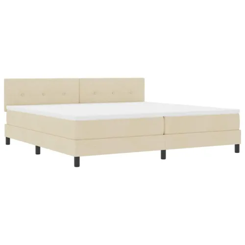 Box spring krevet s uzglavljem Krema 200 x 200 cm tkanina - Krema 200 x 200 cm Prošiveno gumbima Cijena