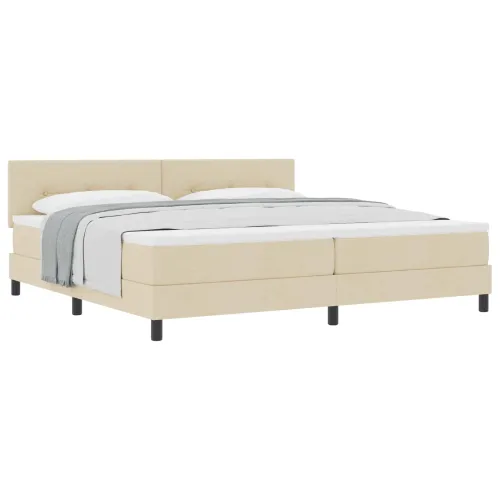 Box spring krevet s uzglavljem Krema 200 x 200 cm tkanina - Krema 200 x 200 cm Prošiveno gumbima Cijena