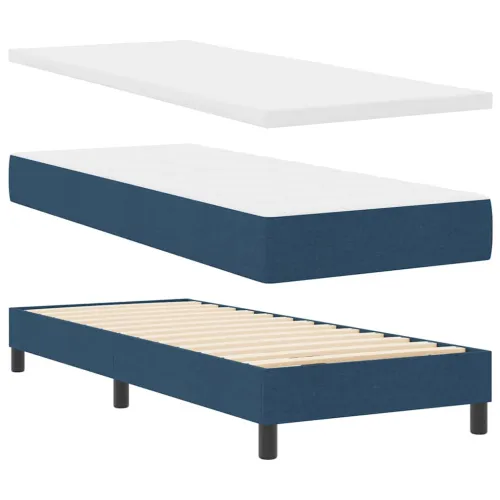 Box spring krevet s uzglavljem Plava 80 x 200 cm tkanina - Plava 80 x 200 cm Dizajn s rombovima Cijena