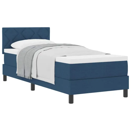 Box spring krevet s uzglavljem Plava 80 x 200 cm tkanina - Plava 80 x 200 cm Dizajn s rombovima Cijena