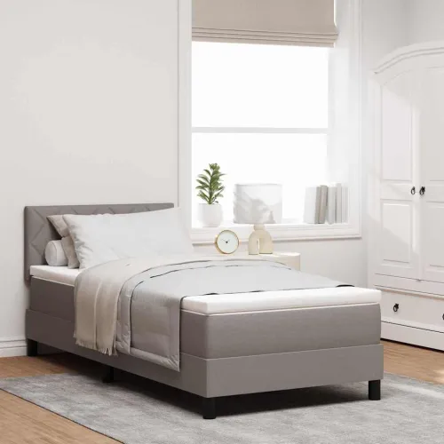 Box spring krevet Sivo-smeđa 90 x 190 cm tkanina - Sivo-smeđa 90 x 190 cm Dizajn s rombovima Cijena