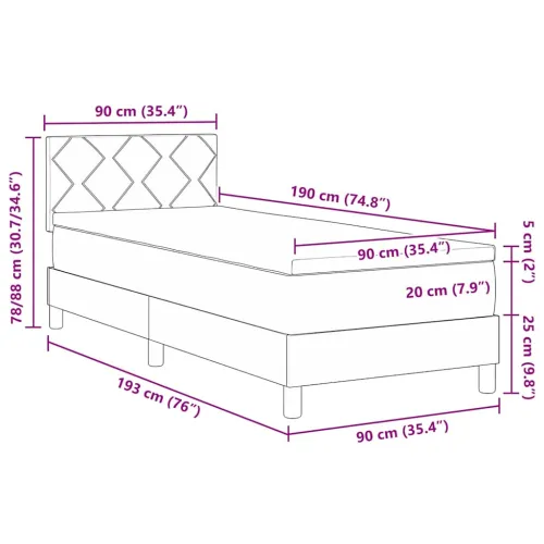 Box spring krevet Sivo-smeđa 90 x 190 cm tkanina - Sivo-smeđa 90 x 190 cm Dizajn s rombovima Cijena