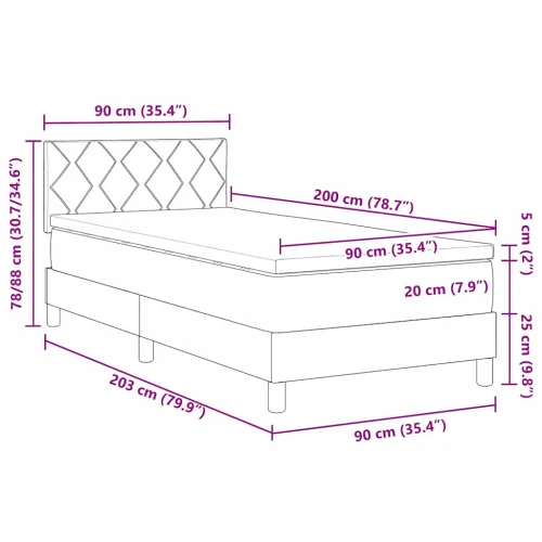 Box spring krevet Sivo-smeđa 90 x 200 cm tkanina - Sivo-smeđa 90 x 200 cm Dizajn s rombovima Cijena