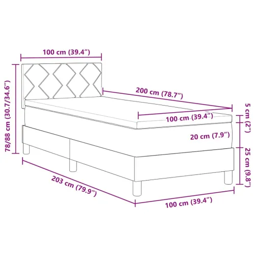 Box spring krevet Sivo-smeđa 100 x 200 cm tkanina - Sivo-smeđa 100 x 200 cm Dizajn s rombovima Cijena