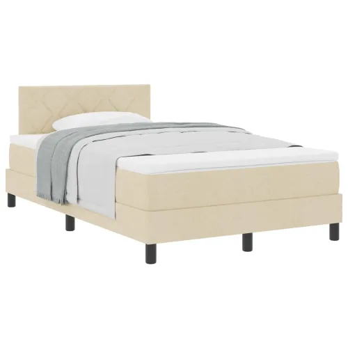 Box spring krevet s uzglavljem Krema 120 x 200 cm tkanina - Krema 120 x 200 cm Dizajn s rombovima Cijena