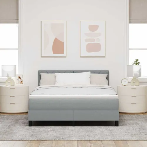 Box spring krevet Svijetlo siva 160 x 200 cm tkanina - Svjetlosiva 160 x 200 cm Dizajn s rombovima Cijena