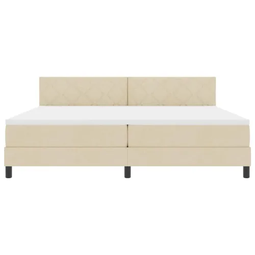 Box spring krevet s uzglavljem Krema 200 x 200 cm tkanina - Krema 200 x 200 cm Dizajn s rombovima Cijena