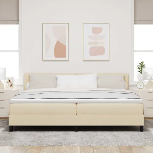 Box spring krevet s uzglavljem Krema 200 x 200 cm tkanina - Krema 200 x 200 cm Dizajn s rombovima Cijena