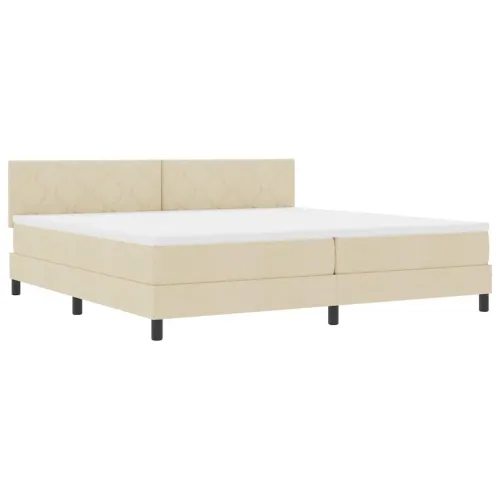 Box spring krevet s uzglavljem Krema 200 x 200 cm tkanina - Krema 200 x 200 cm Dizajn s rombovima Cijena