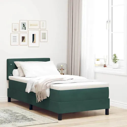 Box spring krevet Tamnozelena 100 x 200 cm Baršun - Tamnozelena 100 x 200 cm Kristal s dugmadima Cijena