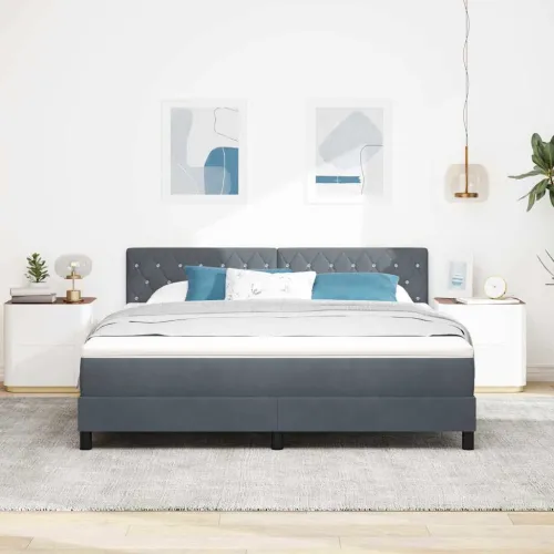 Box spring krevet Tamno siva 180 x 200 cm Baršun - Tamno siva 180 x 200 cm Kristal s dugmadima Cijena