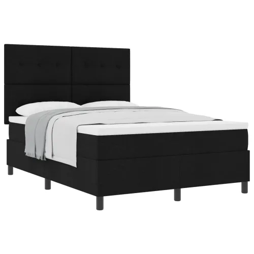 Box spring krevet s uzglavljem Crna 140 x 190 cm tkanina - Crna 140 x 190 cm Prošiveno gumbima Cijena
