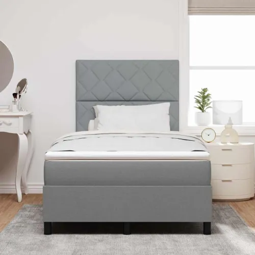 Box spring krevet Svijetlo siva 120 x 190 cm tkanina - Svjetlosiva 120 x 190 cm Dizajn s rombovima Cijena