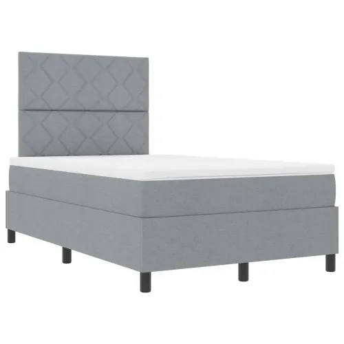 Box spring krevet Svijetlo siva 120 x 190 cm tkanina - Svjetlosiva 120 x 190 cm Dizajn s rombovima Cijena