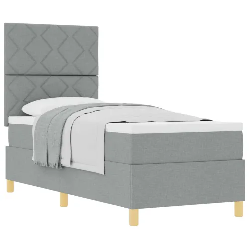 Box spring krevet Svijetlo siva 80 x 200 cm tkanina - Svjetlosiva 80 x 200 cm Dizajn s rombovima Cijena