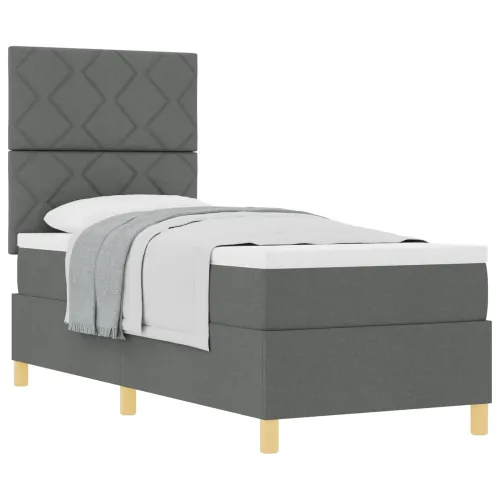 Box spring krevet Tamno siva 80 x 200 cm tkanina - Tamno siva 80 x 200 cm Dizajn s rombovima Cijena