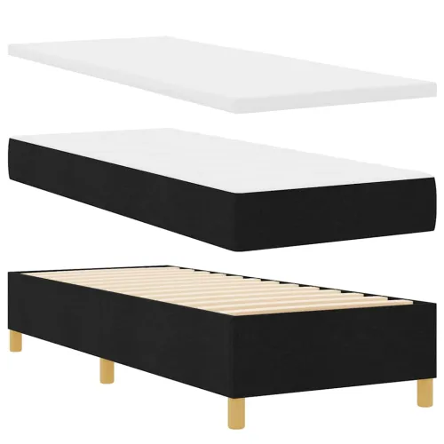 Box spring krevet s uzglavljem Crna 80 x 200 cm tkanina - Crna 80 x 200 cm Dizajn s rombovima Cijena
