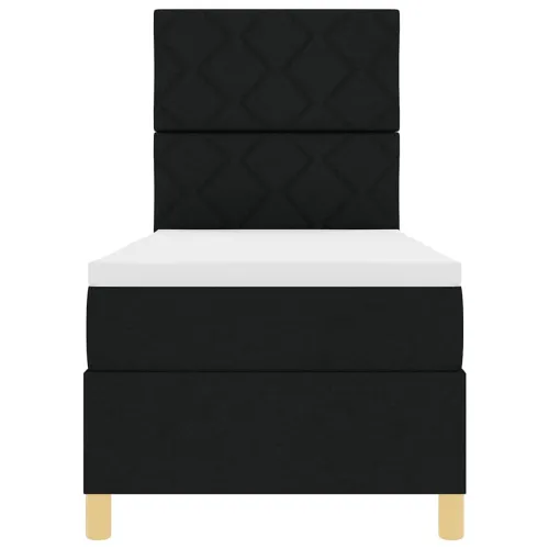 Box spring krevet s uzglavljem Crna 80 x 200 cm tkanina - Crna 80 x 200 cm Dizajn s rombovima Cijena