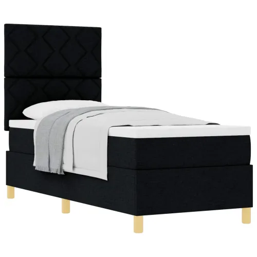 Box spring krevet s uzglavljem Crna 80 x 200 cm tkanina - Crna 80 x 200 cm Dizajn s rombovima Cijena
