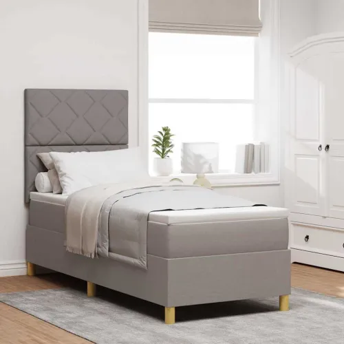 Box spring krevet Sivo-smeđa 80 x 200 cm tkanina - Sivo-smeđa 80 x 200 cm Dizajn s rombovima Cijena