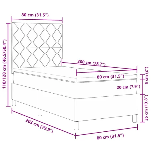 Box spring krevet Sivo-smeđa 80 x 200 cm tkanina - Sivo-smeđa 80 x 200 cm Dizajn s rombovima Cijena