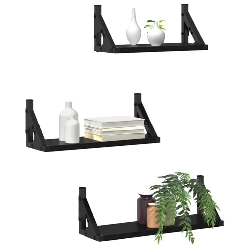 Zidna polica 3 kom. Crni hrast 37 x 12 x 13 cm - Crni hrast Cijena
