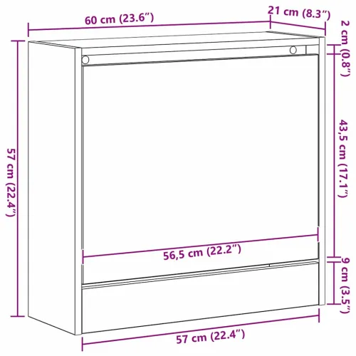 Ormar za cipele 60 x 21 x 57 cm Konstruirano drvo Staro drvo - Staro drvo 60 x 21 x 57 cm Cijena