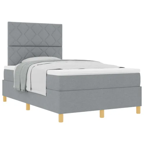 Box spring krevet Svijetlo siva 120 x 200 cm tkanina - Svjetlosiva 120 x 200 cm Dizajn s rombovima Cijena