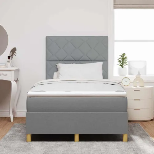 Box spring krevet Svijetlo siva 120 x 200 cm tkanina - Svjetlosiva 120 x 200 cm Dizajn s rombovima Cijena
