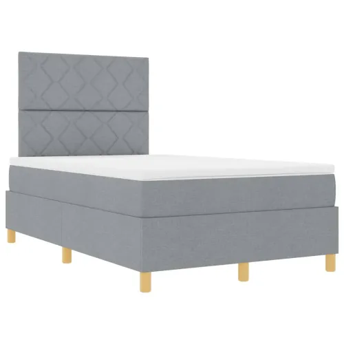 Box spring krevet Svijetlo siva 120 x 200 cm tkanina - Svjetlosiva 120 x 200 cm Dizajn s rombovima Cijena