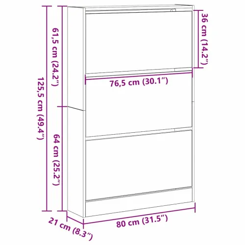 Ormar za cipele 80 x 21 x 125,5 cm Konstruirano drvo Crni hrast - Crni hrast 80 x 21 x 125,5 cm Cijena