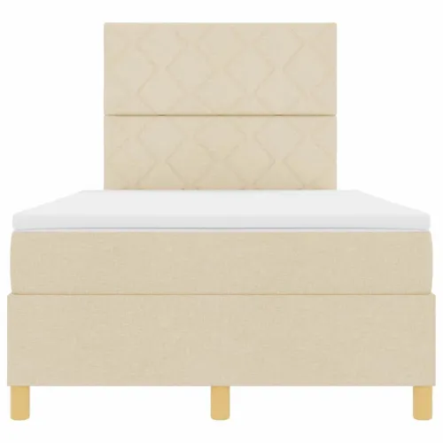 Box spring krevet s uzglavljem Krema 120 x 200 cm tkanina - Krema 120 x 200 cm Dizajn s rombovima Cijena