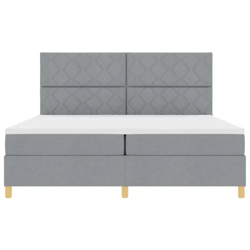 Box spring krevet Svijetlo siva 200 x 200 cm tkanina - Svjetlosiva 200 x 200 cm Dizajn s rombovima Cijena