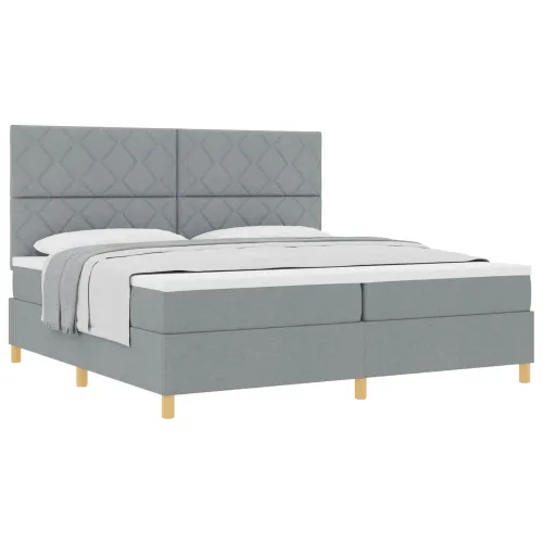 Box spring krevet Svijetlo siva 200 x 200 cm tkanina - Svjetlosiva 200 x 200 cm Dizajn s rombovima Cijena