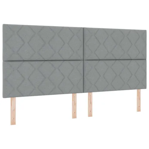 Box spring krevet Svijetlo siva 200 x 200 cm tkanina - Svjetlosiva 200 x 200 cm Dizajn s rombovima Cijena