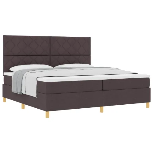 Box spring krevet Tamno smeđa 200 x 200 cm tkanina - Tamno smeđa 200 x 200 cm Dizajn s rombovima Cijena