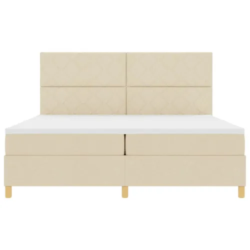 Box spring krevet s uzglavljem Krema 200 x 200 cm tkanina - Krema 200 x 200 cm Dizajn s rombovima Cijena