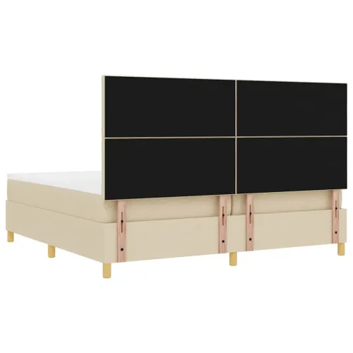 Box spring krevet s uzglavljem Krema 200 x 200 cm tkanina - Krema 200 x 200 cm Dizajn s rombovima Cijena