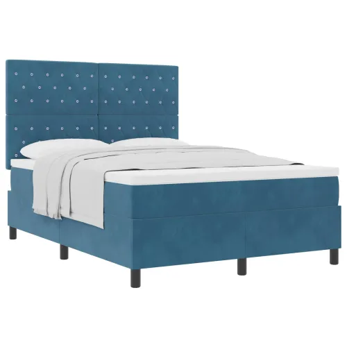 Box spring krevet Tamno plava 140 x 190 cm Baršun - Tamno plava 140 x 190 cm Kristal s dugmadima Cijena