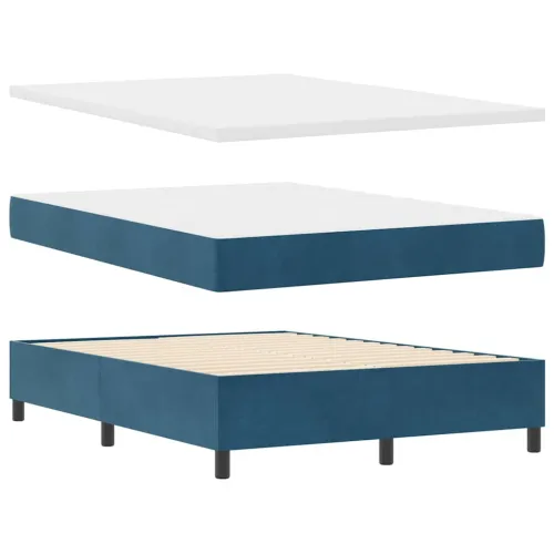 Box spring krevet Tamno plava 140 x 190 cm Baršun - Tamno plava 140 x 190 cm Kristal s dugmadima Cijena