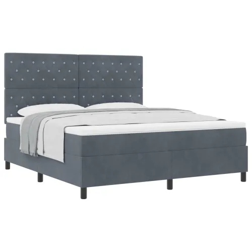 Box spring krevet Tamno siva 180 x 200 cm Baršun - Tamno siva 180 x 200 cm Kristal s dugmadima Cijena